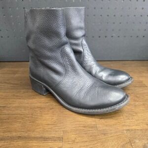 Tory Burch Ankle Boots Women 8M Black Pebbled Leather Block Heel